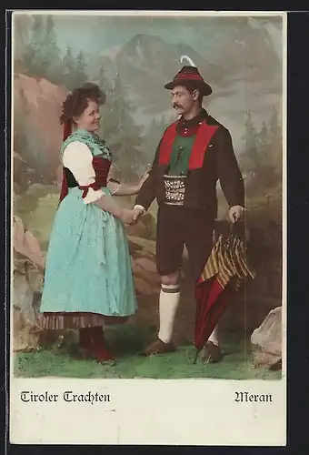 AK Meran, Tiroler Trachten, Bauer mit seiner Frau