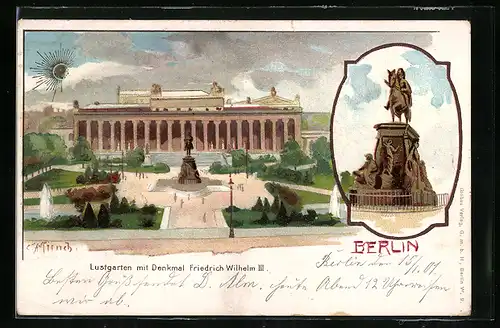 Künstler-AK Carl Münch: Berlin, Blick auf das Denkmal Friedrich Wilhelm III.