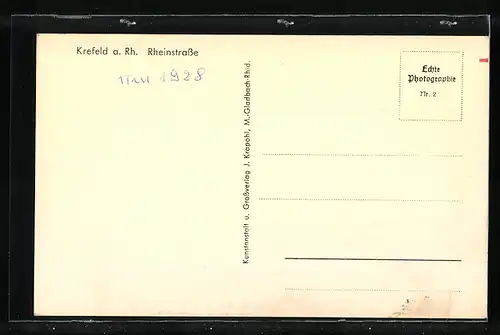 AK Krefeld a. Rh., Rheinstrasse mit Tabakladen J. Neumann