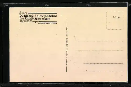 AK Düsseldorf, Radschlägermuseum mit Gasthaus