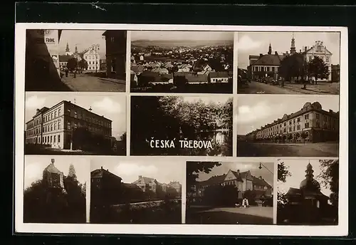 AK Ceska Trebova, Strassenpartie, Panorama und Kirche