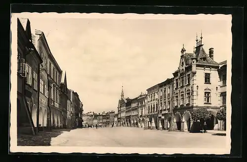 AK Zwittau, Platz mit Geschäften