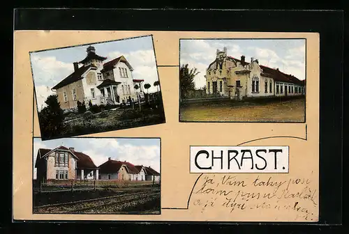 AK Chrast, Bahnhof, Villa, Gebäudeansicht