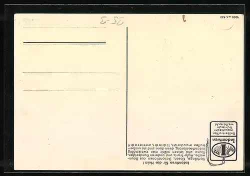 AK Reklame Indanthren, Wohnzimmer mit Stoffen in satten Farben