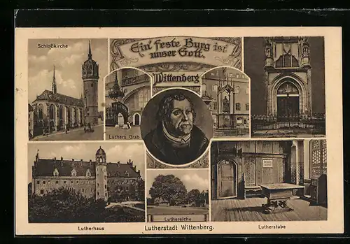 AK Wittenberg, Lutherhaus, Inneres Lutherstube, Portrait Martin Luther