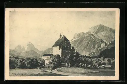 Künstler-AK Franz Kulstrunk: Schloss in den Bergen