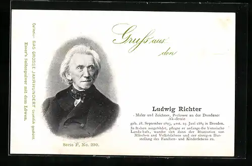 AK Ludwig Richter, Maler und Zeichner, Professor an der Dresdner Akademie