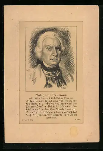 AK Portrait von Balthasar Neumann, 1687-1753, Baumeister