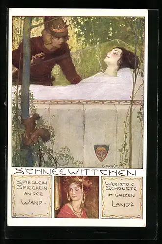 AK Deutscher Schulverein Nr. 320: Szene aus dem Märchen Schneewittchen