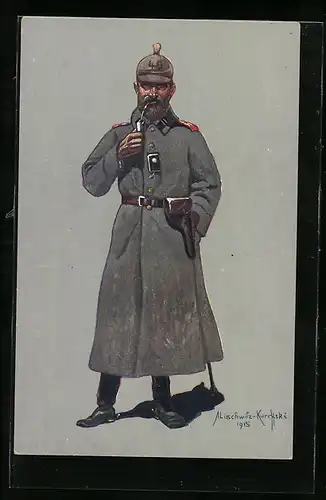 Künstler-AK Portrait eines Soldaten der Artillerie