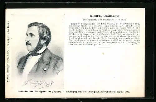 AK Bürgermeister Guillaume Geefs von Schaerbeek, Chocolat des Bourgmestres