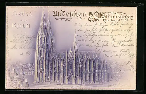 Airbrush-AK Köln, 50. Katholikentag 1903, Dom