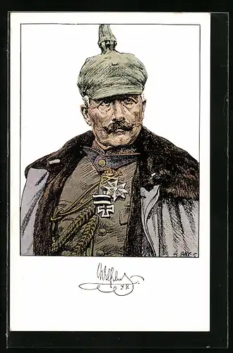 Künstler-AK Kaiser Wilhelm II. mit Pickelhaube