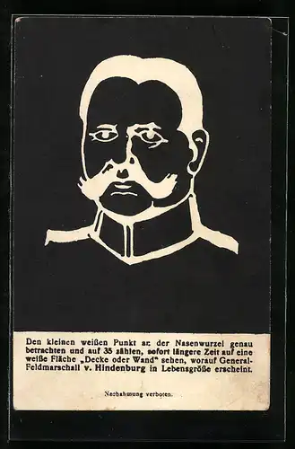 AK Paul von Hindenburg, optische Täuschung