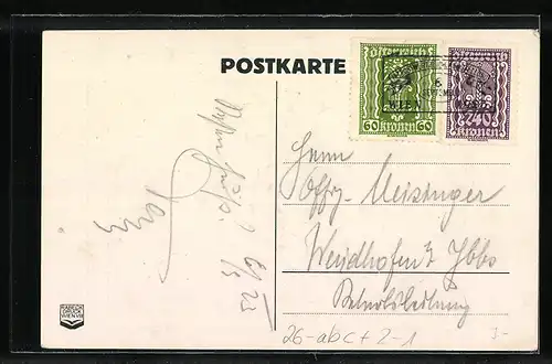 Künstler-AK sign. Ludwig Hesshaimer: Wien, Internationale Postwertzeichen Ausstellung, Postbote zu Pferde
