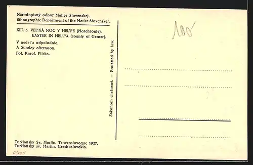 AK Hel`pa, Slowakische Mädchen in Tracht zu Ostern