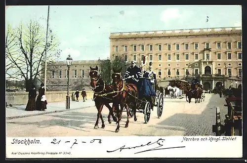AK Stockholm, Norrbro och Kongl. Slottet, Pferdekutschen