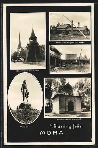 AK Mora, Klockstapeln och Kyrkan, Zorns Gammelgard vid Skeriol, Vasastoden
