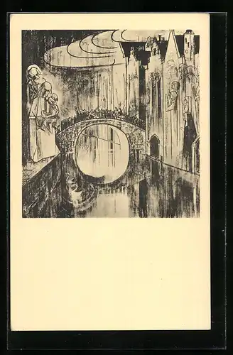 Künstler-AK Jan Toorop: Brugge of de Goddelijke liefdegang, Passion Christi, Josef mit Maria & Jesuskind