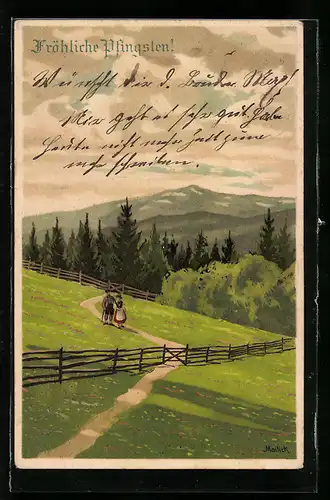 Künstler-AK Alfred Mailick: Paar beim Pfingstspaziergang