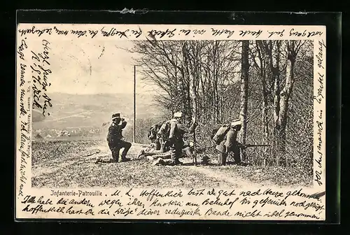 AK Schweizer Infanterie-Patrouille auf einem Berg