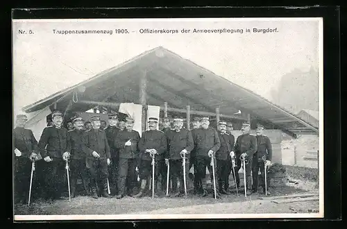 AK Burgdorf, Truppenzusammenzug 1905, Offizierskorps der Armeeverpflegung