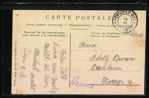 AK Schweizer Soldat küsst seine Frau