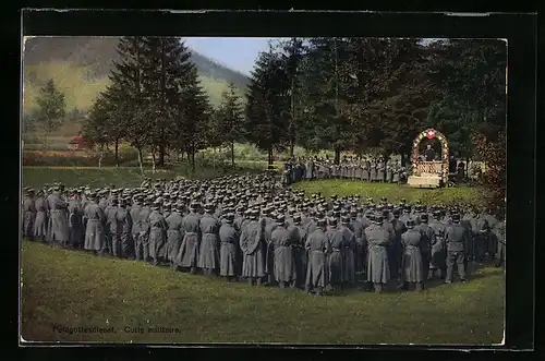 AK Schweizer Soldaten beim Feldgottesdiens, Grenzbesetzung 1914