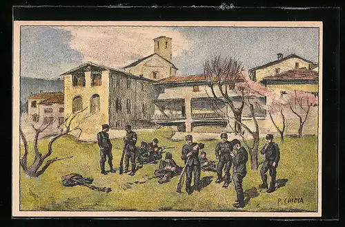 AK Schweizer Soldaten in Uniform mit Gewehren