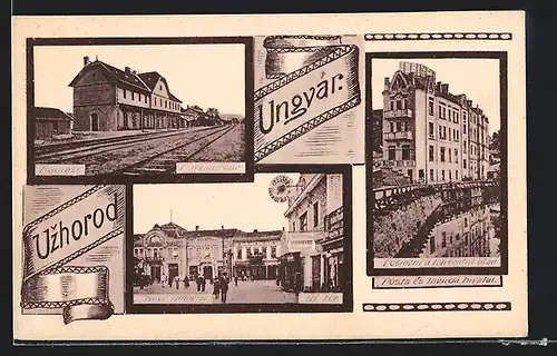 AK Ungvár, Posta es tavirda hivatal, Nadrazi, Nove namesti