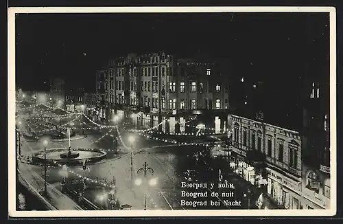 AK Beograd, Stadtansicht bei Nacht