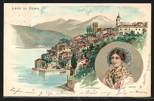 Lithographie Dervio /Lago di Como, Corenno Plinio