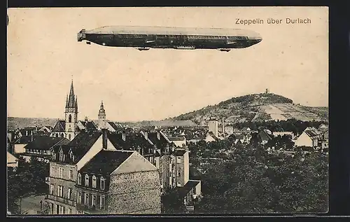 AK Durlach, Zeppelin fliegt über den Ort