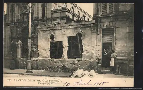 AK Reims, La Synagogue, Zerstörungen, Schändung