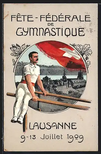 AK Lausanne, Fete-Fédérale de Gymnastique 1909, Turner am Barren