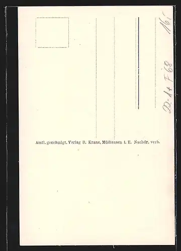 AK Sennheim, im Krieg zerschossene Gebäude an der Synagogenstrasse