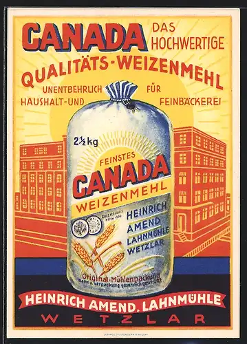Künstler-AK Wetzlar, Reklame für Canada Weizenmehl der Lahnmühle von Heinrich Amend