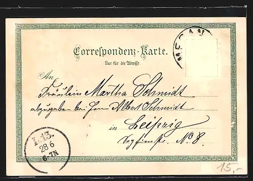 Lithographie Meran i. Südtirol, Teilansicht mit Kirche gegen Vintschgau