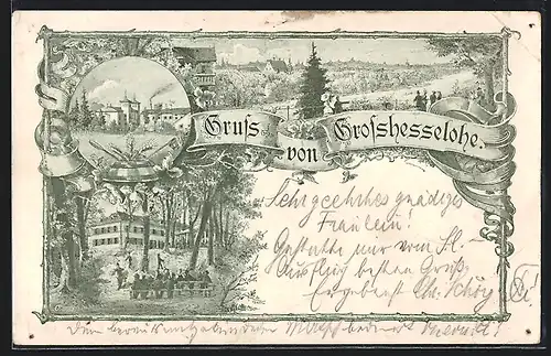 AK Grosshesselohe, Ortspartie, Totalansicht