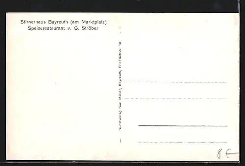 AK Bayreuth, Philosophenecke im Stirnerhaus, Blick in die Brautgasse mit Stirnerhaus