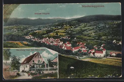 AK Niedereggenen, Handlung von Jos. Gabelmann, Schloss Bürgeln, Ortsansicht