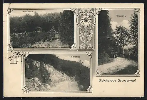 AK Bleicherode, Gebraerkopf, Steinbruch, Schutzhütte, Grubenweg