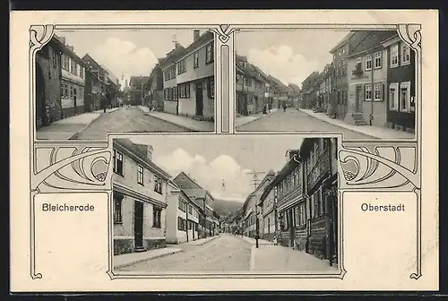 AK Bleicherode-Oberstadt, Strassenpartie mit Geschäft und Bürgerhäusern