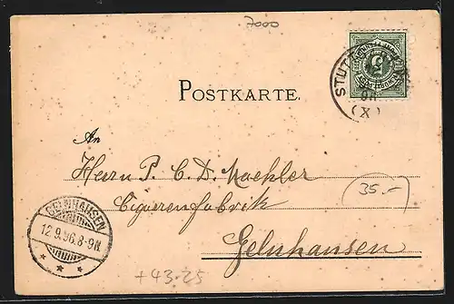 Lithographie Stuttgart, 5. Deutsches Sängerfest 1896, Sängerhalle