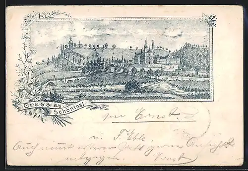 Lithographie Schöntal, Ortsansicht