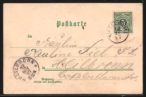 Lithographie Niedernhall, Götzenhaus, Fabrik von Schaufler und Wundt, Post und Rathaus