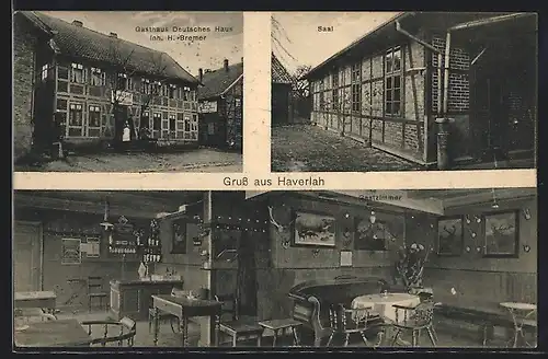 AK Haverlah, Gasthaus Deutsches Haus, Inh. H. Bremer, Gastzimmer und Saal