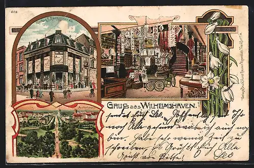 Lithographie Wilhelmshaven, Kaufhaus Margoniner, Adalbertstrasse