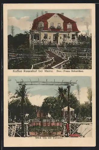 AK Mainz, Cafe Rosenhof von Franz Schnittker