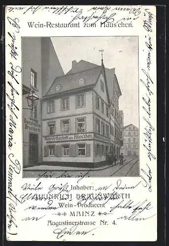AK Mainz, Wein-Restaurant zum Häus`chen, Inh. Heinrich Braunwarth, Augustinerstr. 4